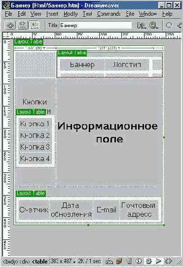 Макетные ячейки и таблицы