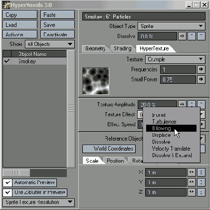 На вкладке HyperTexture располежены